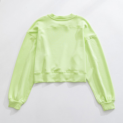 In stock plain color crew neck cozy fit sweatshirts