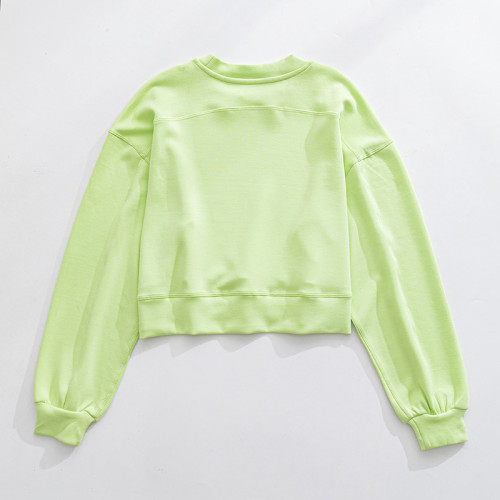 In stock plain color crew neck cozy fit sweatshirts