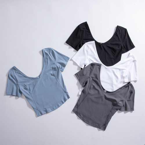 Short sleeve v neck moisture wicking athleisure tees