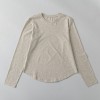 Long sleeve crew neck regular fit curvy hem sports tees light weight cotton t shirts
