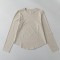 Long sleeve crew neck regular fit curvy hem sports tees light weight cotton t shirts