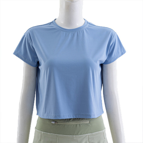 New arrival short sleeve super stretchy cropped tee athleisure style lightweight t shirts