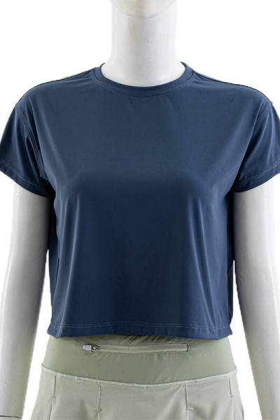 New arrival short sleeve super stretchy cropped tee athleisure style lightweight t shirts