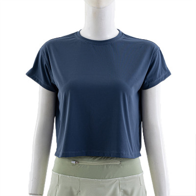 New arrival short sleeve super stretchy cropped tee athleisure style lightweight t shirts