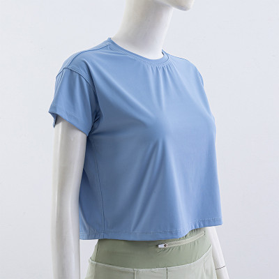 New arrival short sleeve super stretchy cropped tee athleisure style lightweight t shirts