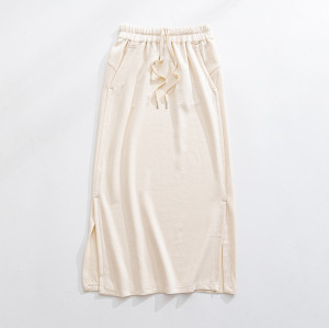 Ready to ship elastic waist lounge skirts with side pockets side slit cozy dresses