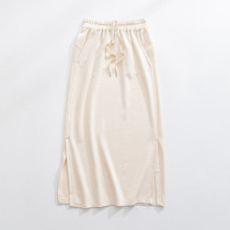 Ready to ship elastic waist lounge skirts with side pockets side slit cozy dresses