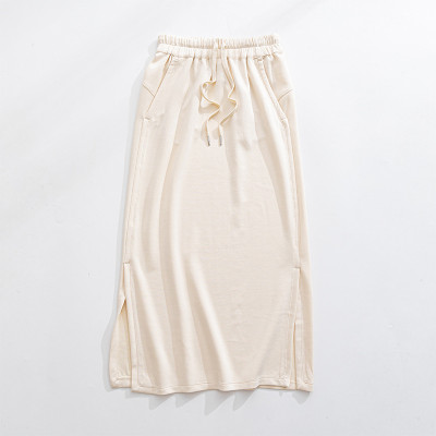 Ready to ship elastic waist lounge skirts with side pockets side slit cozy dresses