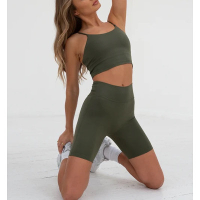 Sleeveless padded crop top for women buttery soft longline sports bra