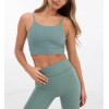 Sleeveless padded crop top for women buttery soft longline sports bra