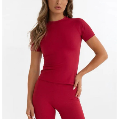 Women's basic sports tee stretchy nylon spandex workout clothing