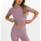 Women's basic sports tee stretchy nylon spandex workout clothing
