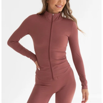 Light weight full zipper long sleeve gym jackets slim fit active jackets