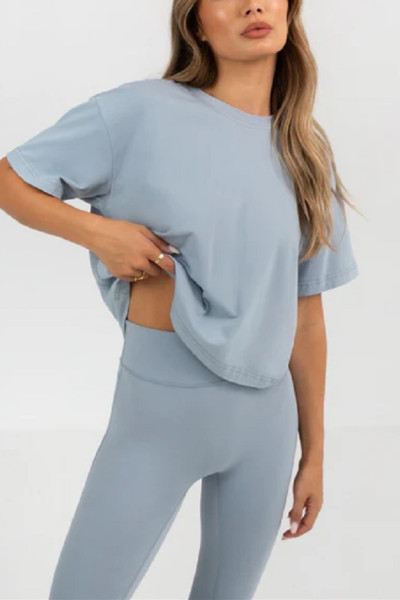 Crew neck loose fit sports tees cropped athleisure short sleeve t shirts