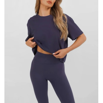 Crew neck loose fit sports tees cropped athleisure short sleeve t shirts