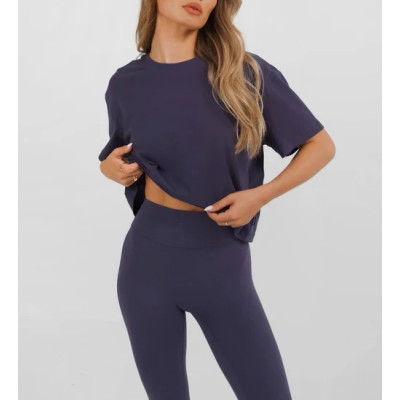 Crew neck loose fit sports tees cropped athleisure short sleeve t shirts