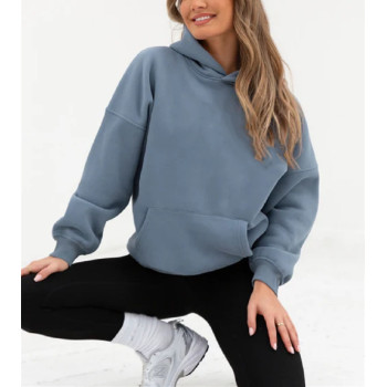 Oversized cotton hoodies with kangaroo pockets basic athleisure sweatshirts