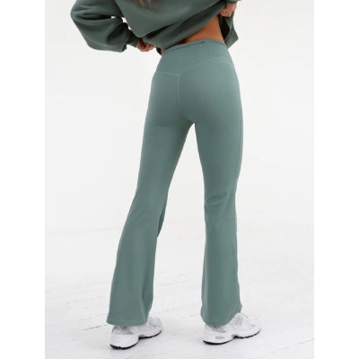 High waist flared yoga pants with back hidden zipper pockets flattering bell bottom leggings