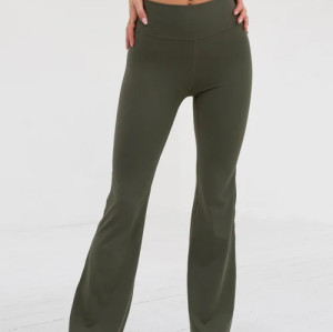 High waist flared yoga pants with back hidden zipper pockets flattering bell bottom leggings