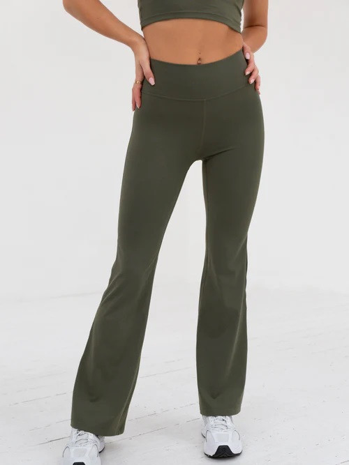 High waist flared yoga pants with back hidden zipper pockets flattering bell bottom leggings