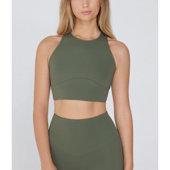 Full coverage racerback sports bra supportive padded crop top