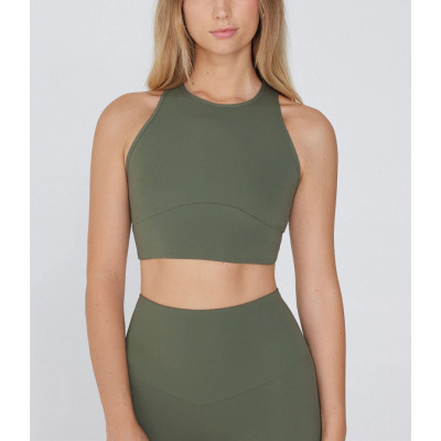 Full coverage racerback sports bra supportive padded crop top