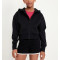New arrival custom logo girls cropped hoodies zip front fleece cotton hooded jackets