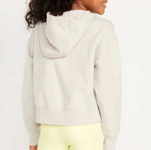 New arrival custom logo girls cropped hoodies zip front fleece cotton hooded jackets