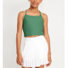 Scoop neck Y shape padded crop top girls longline sports bra with spaghetti straps