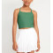 Scoop neck Y shape padded crop top girls longline sports bra with spaghetti straps