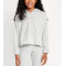 Cropped rib cotton cozy hoodies for girls loose fit drop shoulder cute sweatshirts with hood