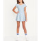 Girls short sleeve athletic dress crew neck contrast trim one piece tennis dress for girls