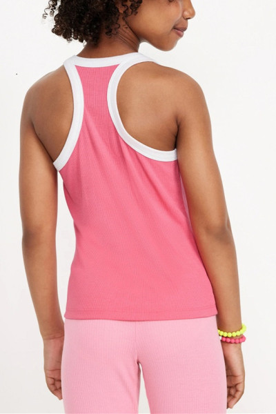 Color block ribbed racerback sports tank regular length sleeveless active tops