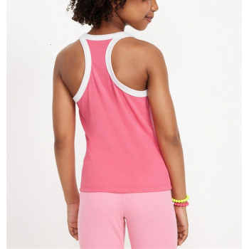 Color block ribbed racerback sports tank regular length sleeveless active tops