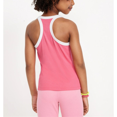 Color block ribbed racerback sports tank regular length sleeveless active tops