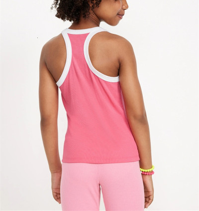 Color block ribbed racerback sports tank regular length sleeveless active tops