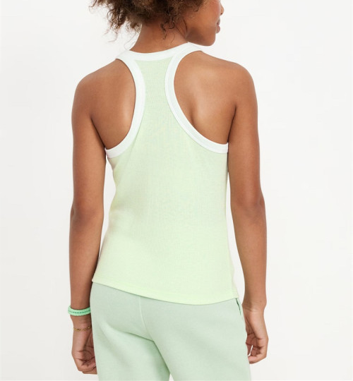 Color block ribbed racerback sports tank regular length sleeveless active tops