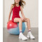 Scoop neck racerback padded sports tank sleeveless cropped top 4 ways stretchy longline sports bra