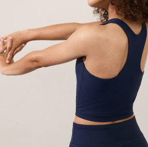 Scoop neck racerback padded sports tank sleeveless cropped top 4 ways stretchy longline sports bra