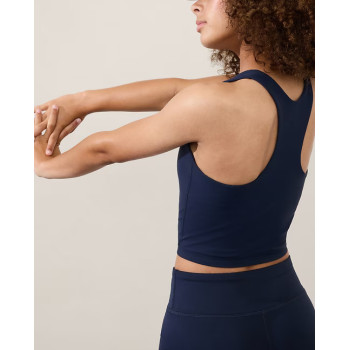 Scoop neck racerback padded sports tank sleeveless cropped top 4 ways stretchy longline sports bra