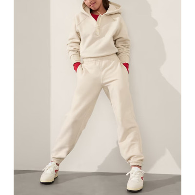 Girls comfy cotton fleece sweatpants with side pockets solid color everyday joggers