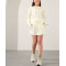 Crewneck loose fit long sleeve cropped sweatshirts with thumbhole cotton fleece pullovers