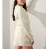Crewneck loose fit long sleeve cropped sweatshirts with thumbhole cotton fleece pullovers