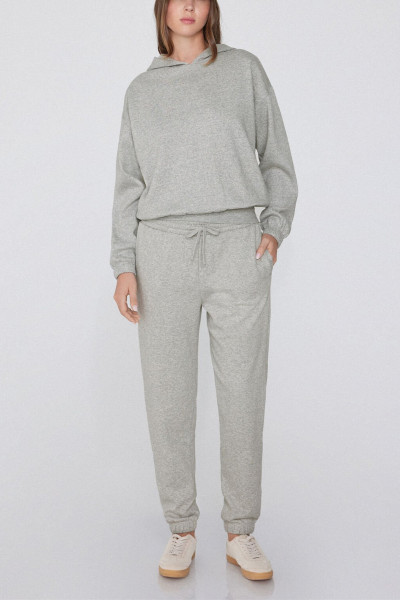 Adjustable waist cotton sweatpants for women with side pockets