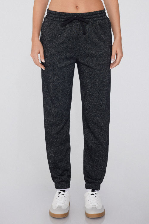 Adjustable waist cotton sweatpants for women with side pockets