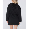 Cotton fleece short length hooded dresses for women adjustable hoodie dress