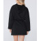 Cotton fleece short length hooded dresses for women adjustable hoodie dress