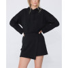 Cotton fleece short length hooded dresses for women adjustable hoodie dress