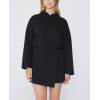 Cotton fleece short length hooded dresses for women adjustable hoodie dress