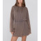 Cotton fleece short length hooded dresses for women adjustable hoodie dress
